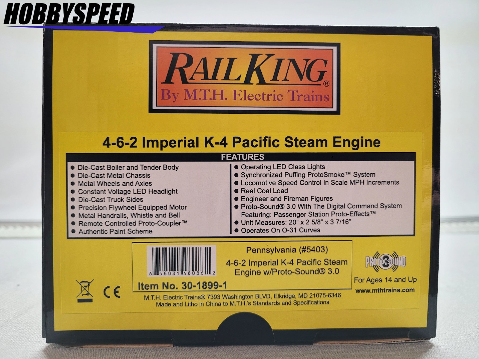 MTH RAILKING PRR 4-6-2 IMPERIAL K-4 PACIFIC STEAM ENGINE O GAUGE 30-1899-1 NEW