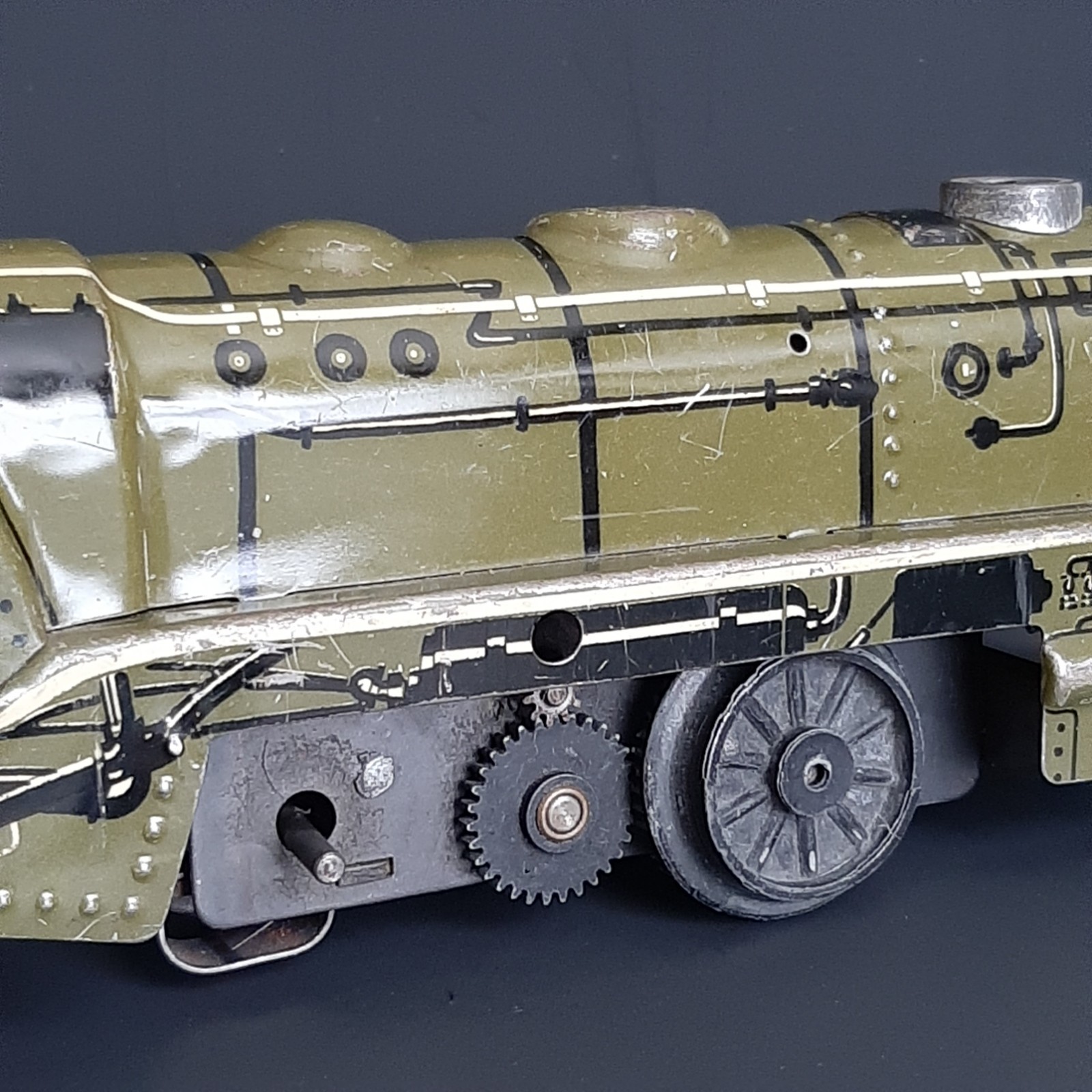 VTG 1930s Marx Tin Litho Steam Locomotive Electric Army Supply Train Engine #897