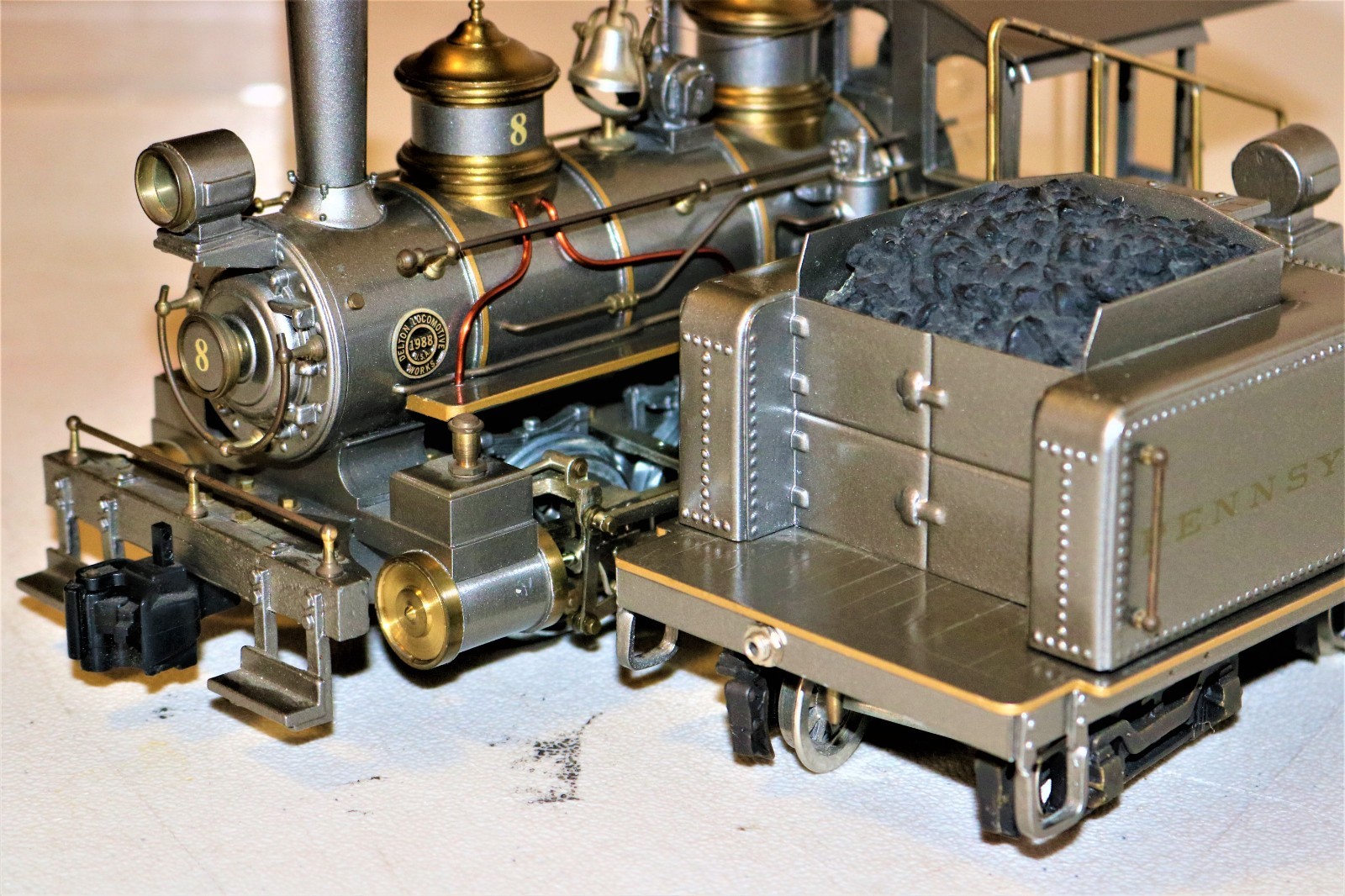 INCREDIBLE G scale Brass DELTON PENNSYLVANIA STAMPED STEEL GRAY 0-6-0 Ser #99