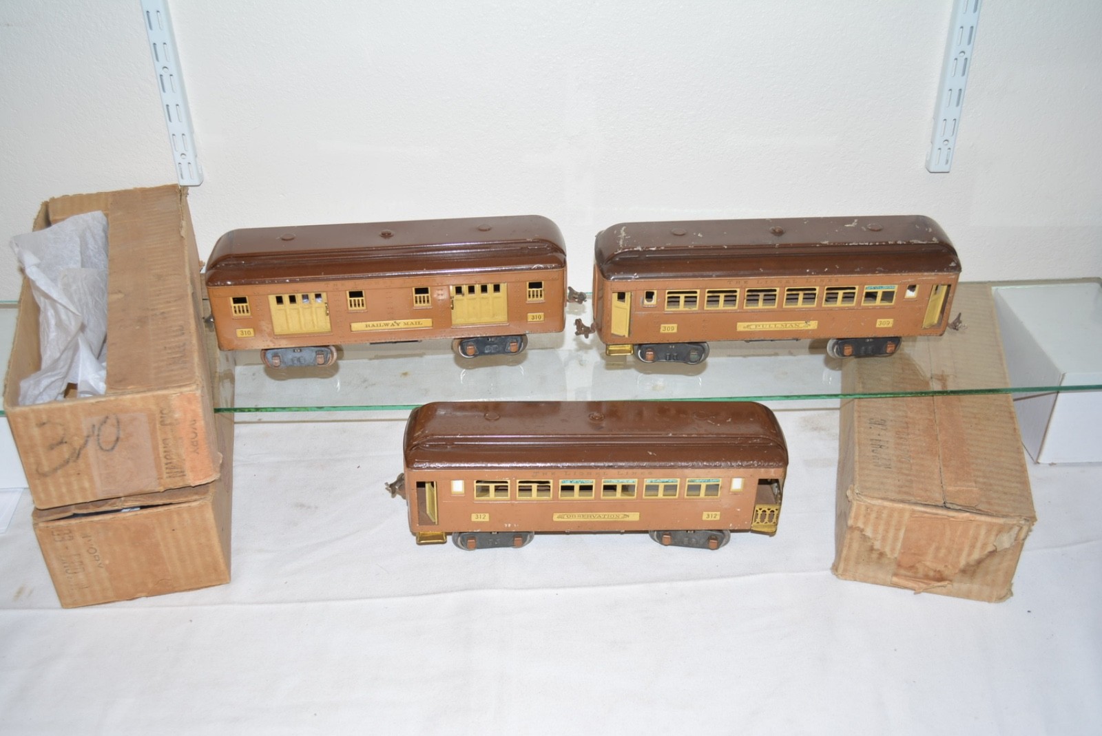 Lionel Prewar Standard Gauge, 309, 310, 312 Baby State Set Cars, Boxes, BCH