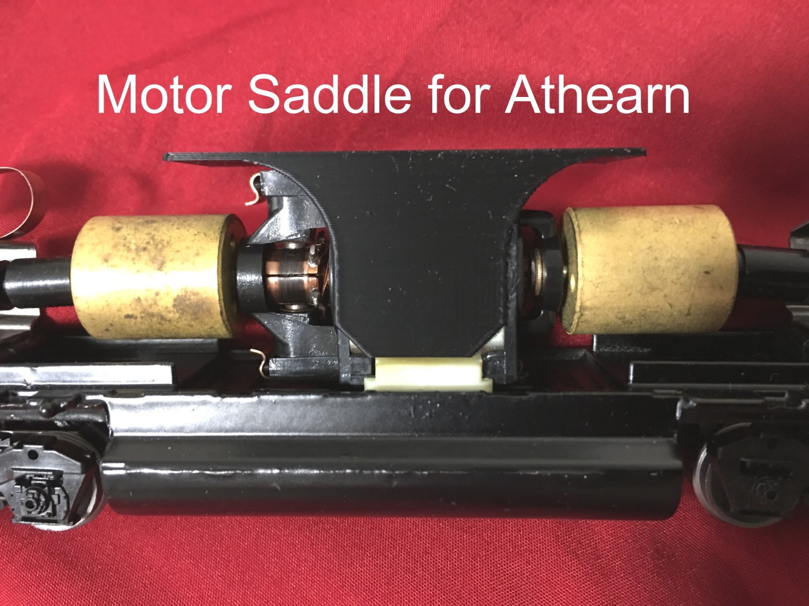 Motor Saddle for mounting a DCC decoder in an Athearn “Blue Box” locomotive
