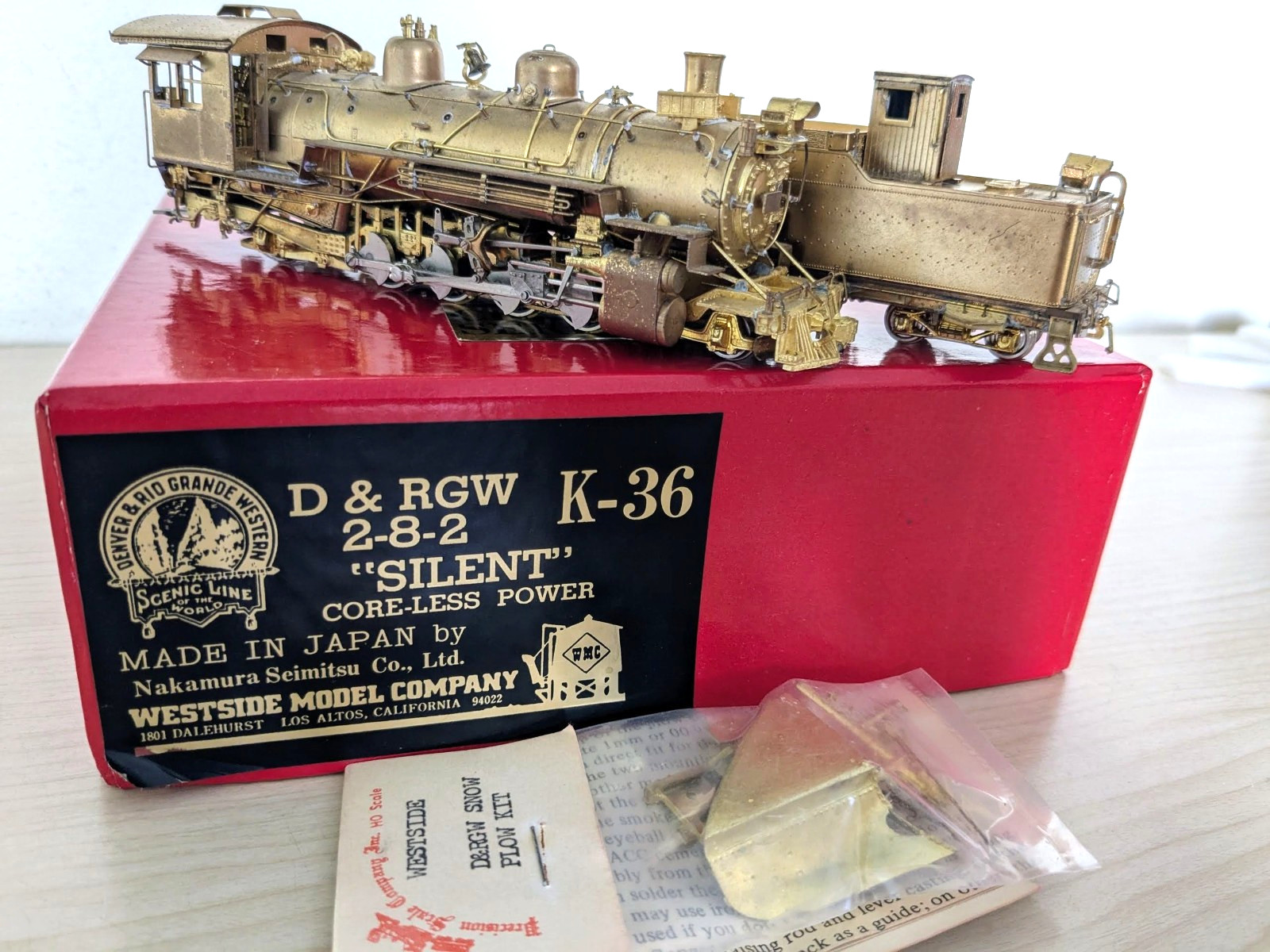 LNIB! BRASS D&RGW K-36 2-8-2 WESTSIDE HOn3 *FULL BACKHEAD *SNOW PLOW *RUNS G@@D!