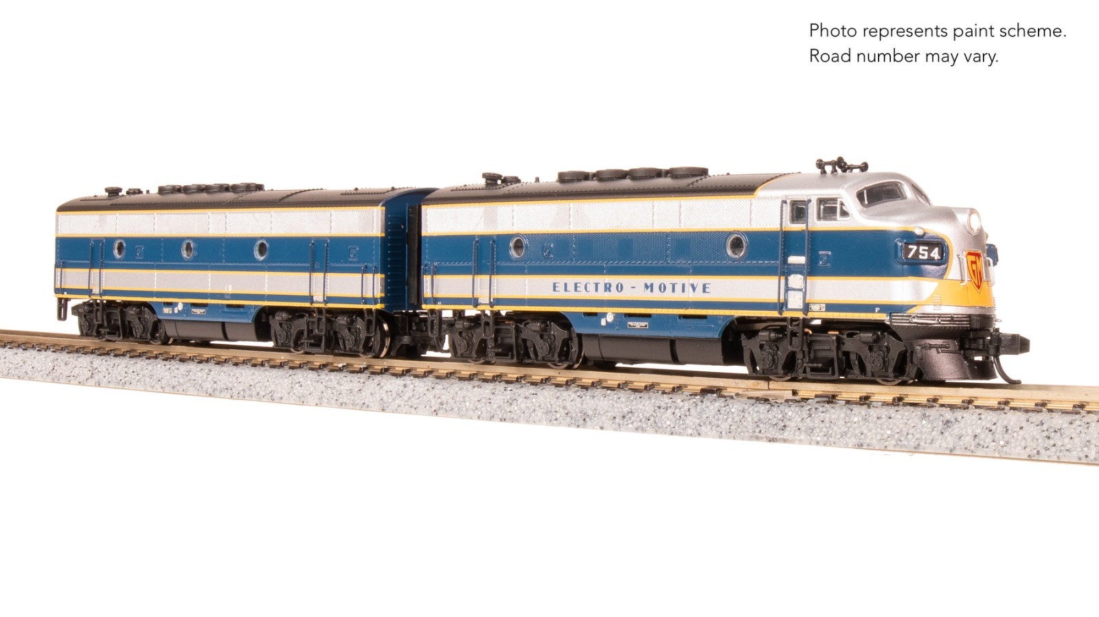 Broadway 9205 EMD F3 A/B, Demo 754A1/754B1, Blue & Aluminum, A-unit Paragon4