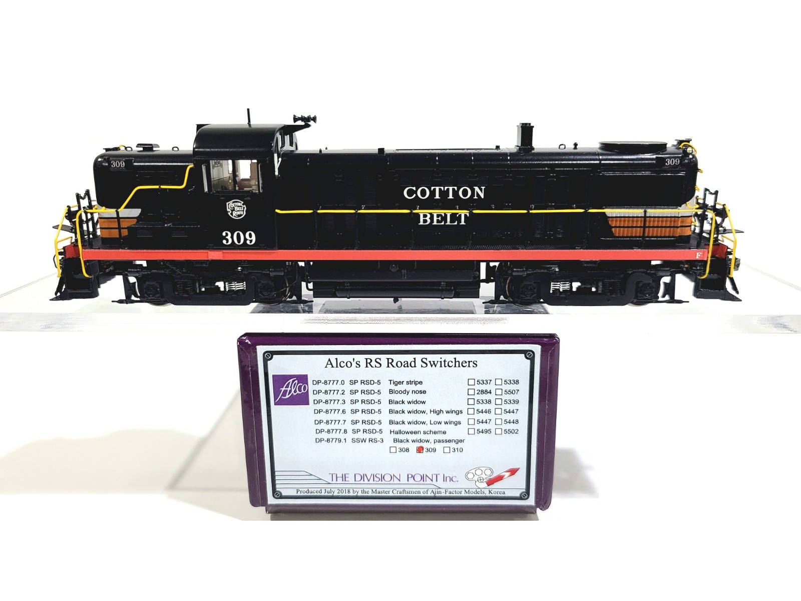 Division Point SSW Alco RS-3 Cotton Belt Black Widow #309 HO Brass #DP-8779.1