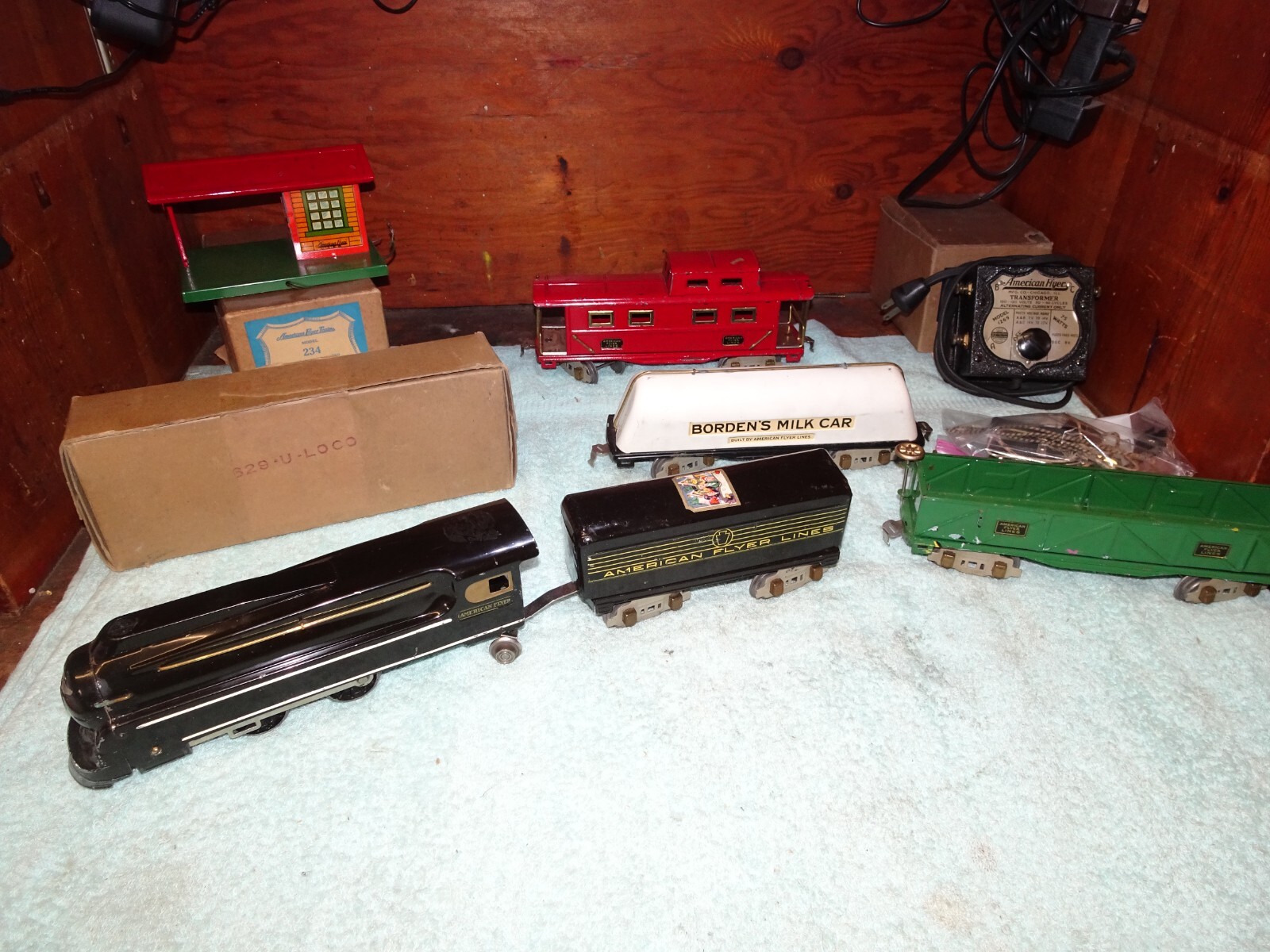 American Flyer Prewar O Gauge Tinplate 629 Torpedo Engine 1134 Tender Set w’ Ac