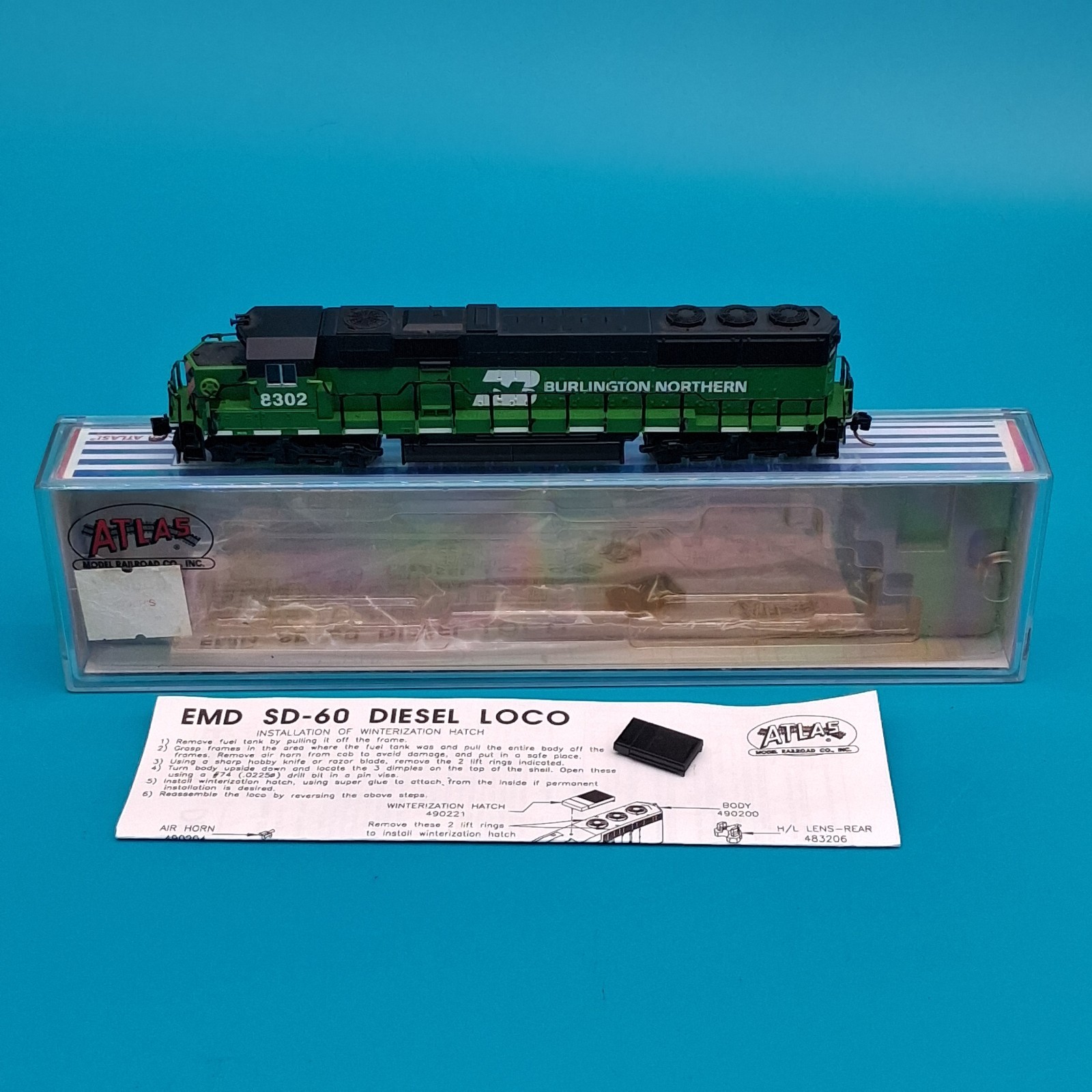 ATLAS N SCALE LOCOMOTIVE # 49003 SD-60 BURLINGTON NORTHERN # 8302 Tested RUNS