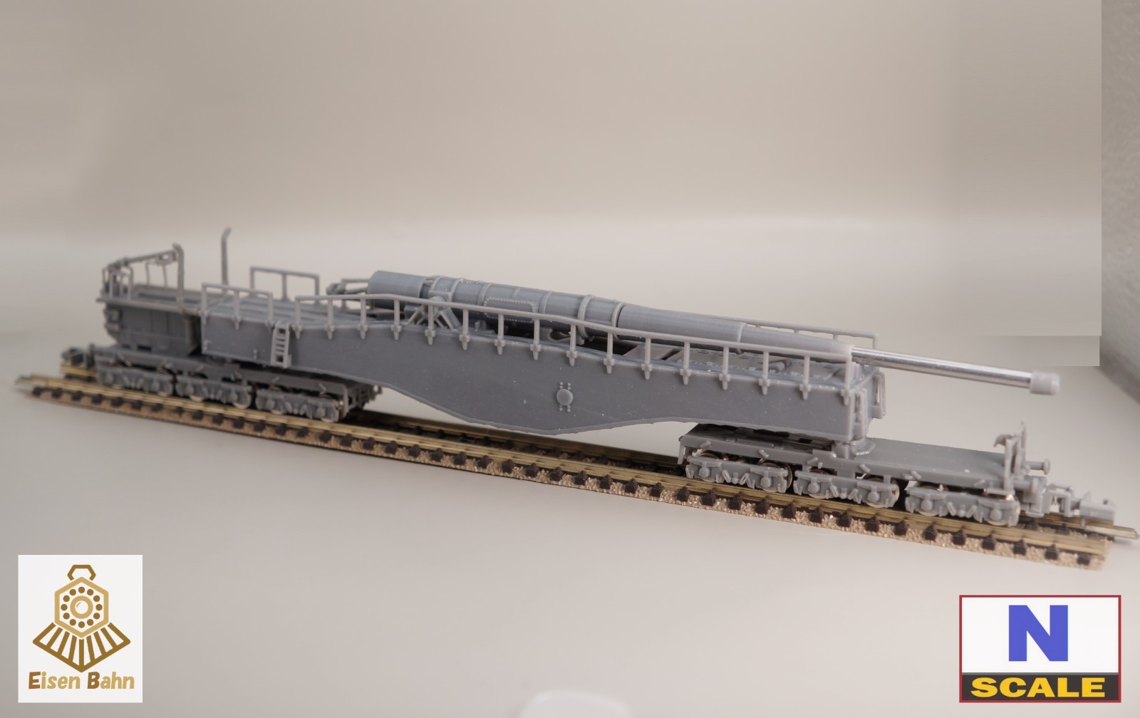 1/160 (N-scale) WWII German K5 railway Gun /w wheels & coupliers resin kit