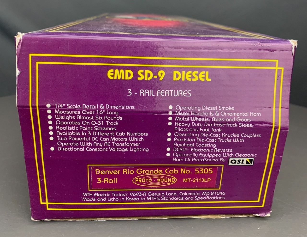 O MTH Premier EMD SD-9 Diesel Rio Grande #5305 w/Protosound LNIB! O3708