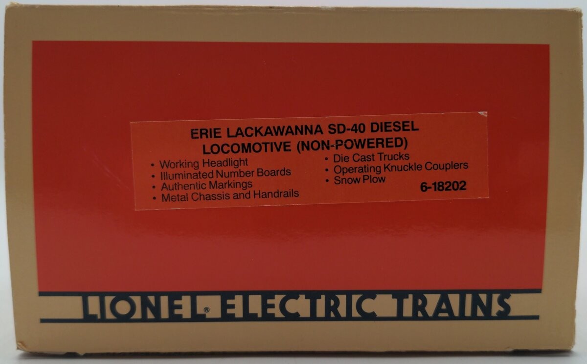 Lionel 6-18202 O Erie Lackawanna SD-40 Non-Powered Diesel Locomotive #8459 EX