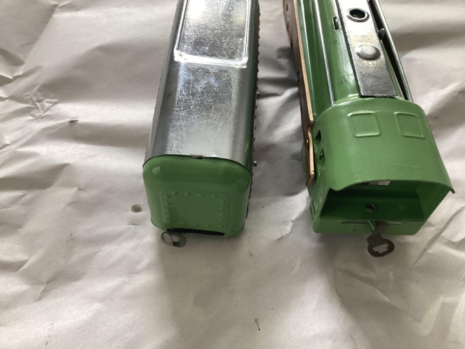 Restored Prewar Green & Chrome Hafner Steam Engine & Tender from 1940s