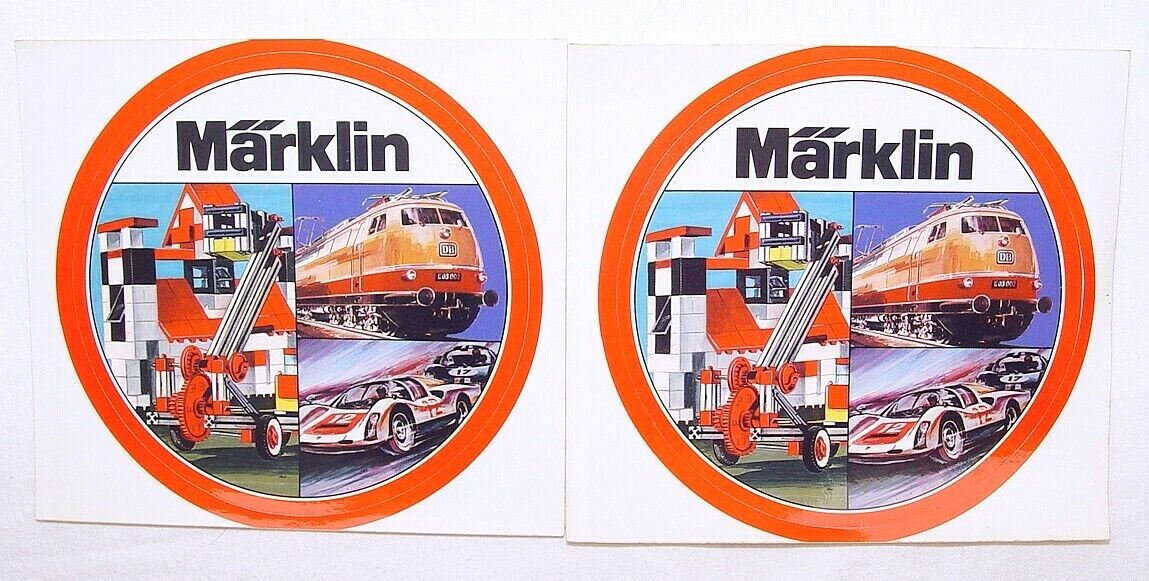 2x Marklin Germany HO Trains TOY SHOP COMMERCIAL WINDOW STICKER Set! Mint! 1975
