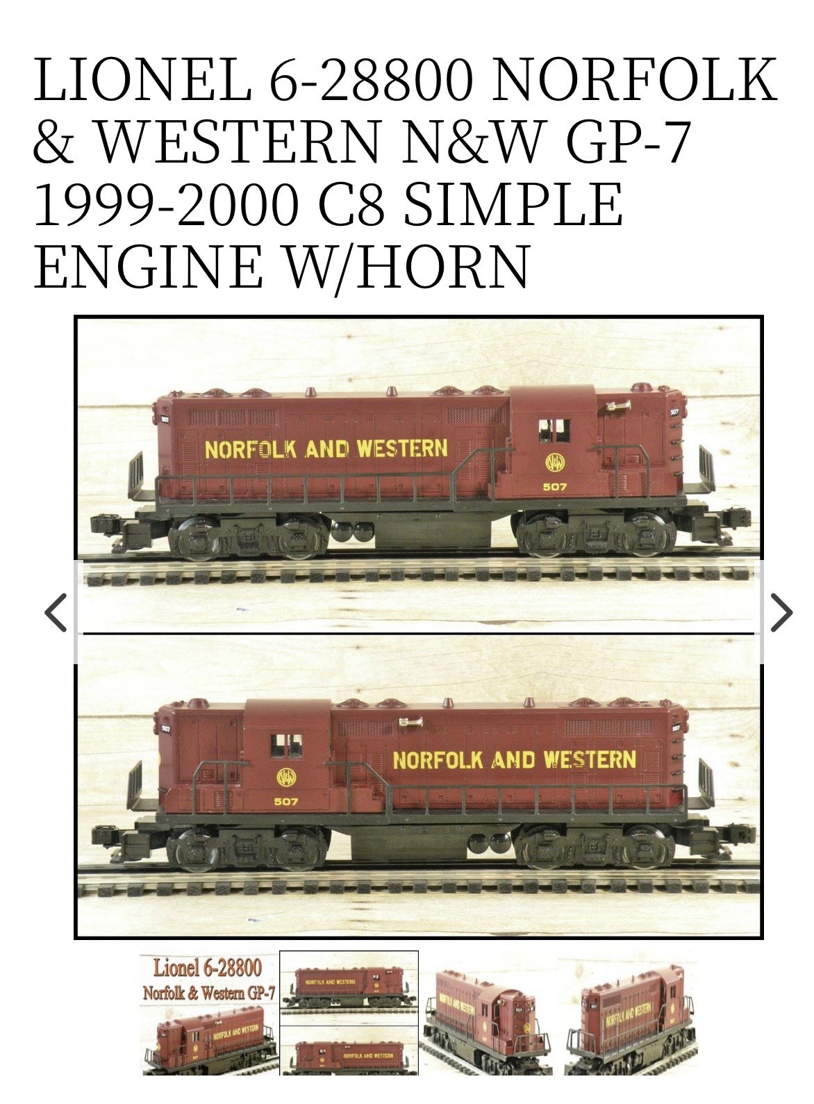 NOS Lionel Norfolk And Western N&W GP-7 Diesel Engine Locomotive 6-28800