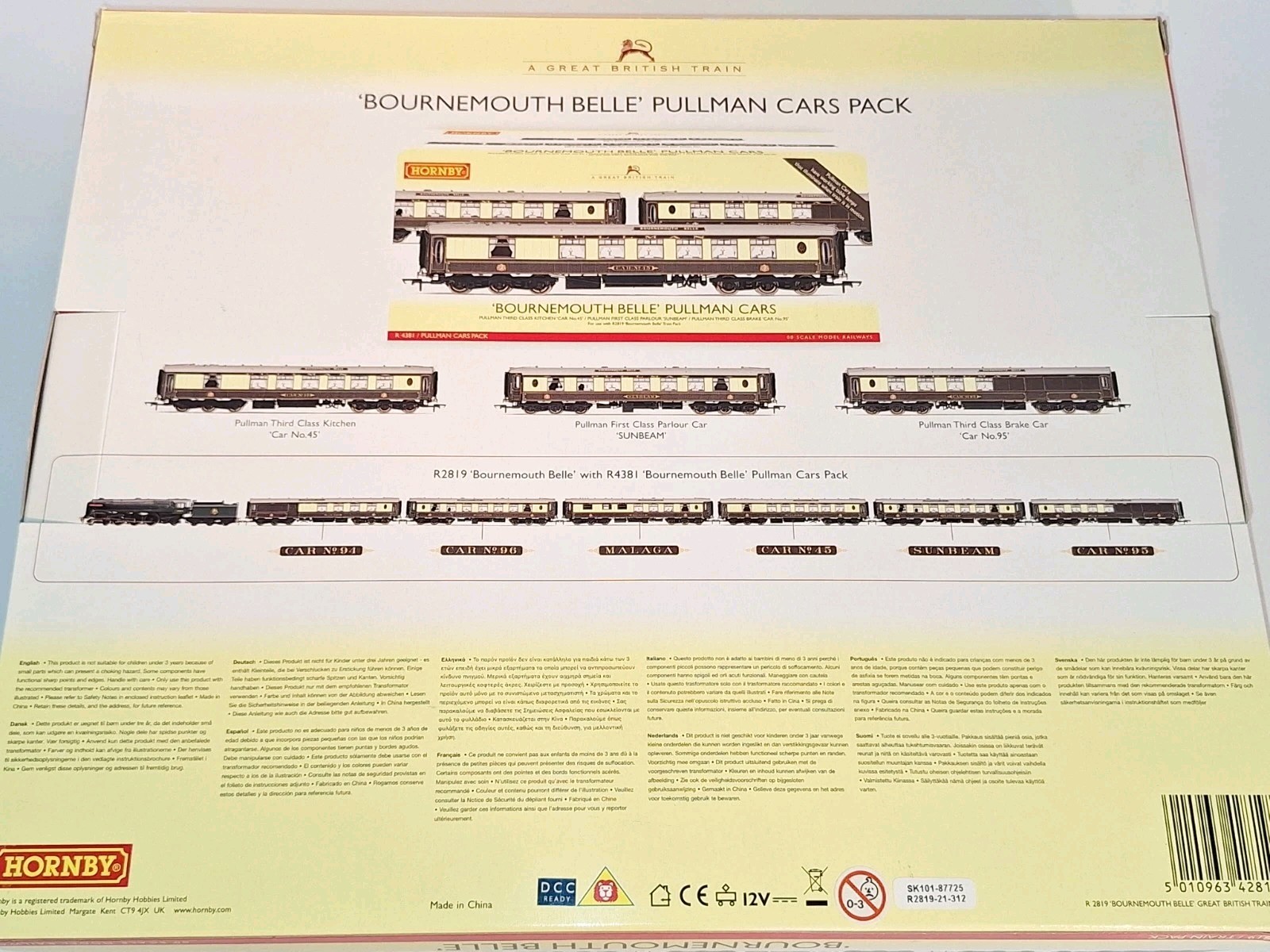 Hornby R2819 Bournemouth Belle Train Pack-lights. Mint, Unused. OO Scale. Boxed
