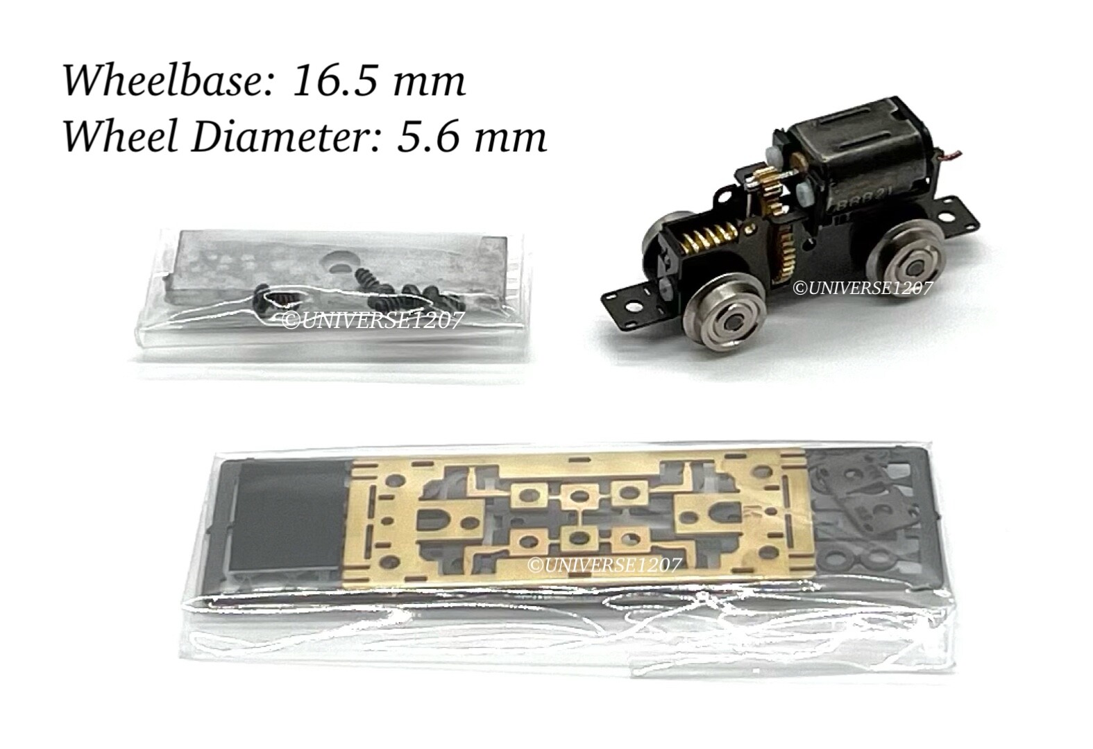N/HOn30/HOe/009 Aru-Model NZ16.5S Power Drive Chassis 16.5mm/5.6mm OO9 Gauge