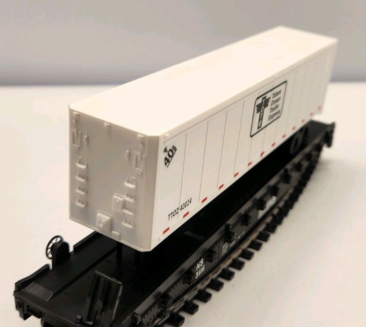 Walther’s Trainline RTR HO NFS 9316 FLAT CAR W/ TOTE TRAILER RAIL CAR NOS C3