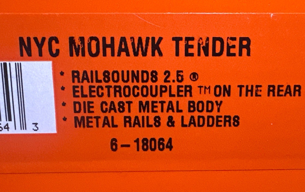 Lionel 6-18064 New York Central L-3A Mohawk Steam Locomotive Tender O-Gauge TMCC