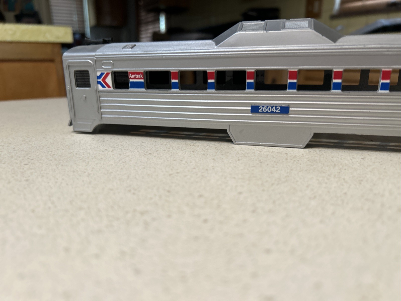 K Line Amtrak RDC # 26042 Silver Red White Blue O 27 Plastic Body Only Nice