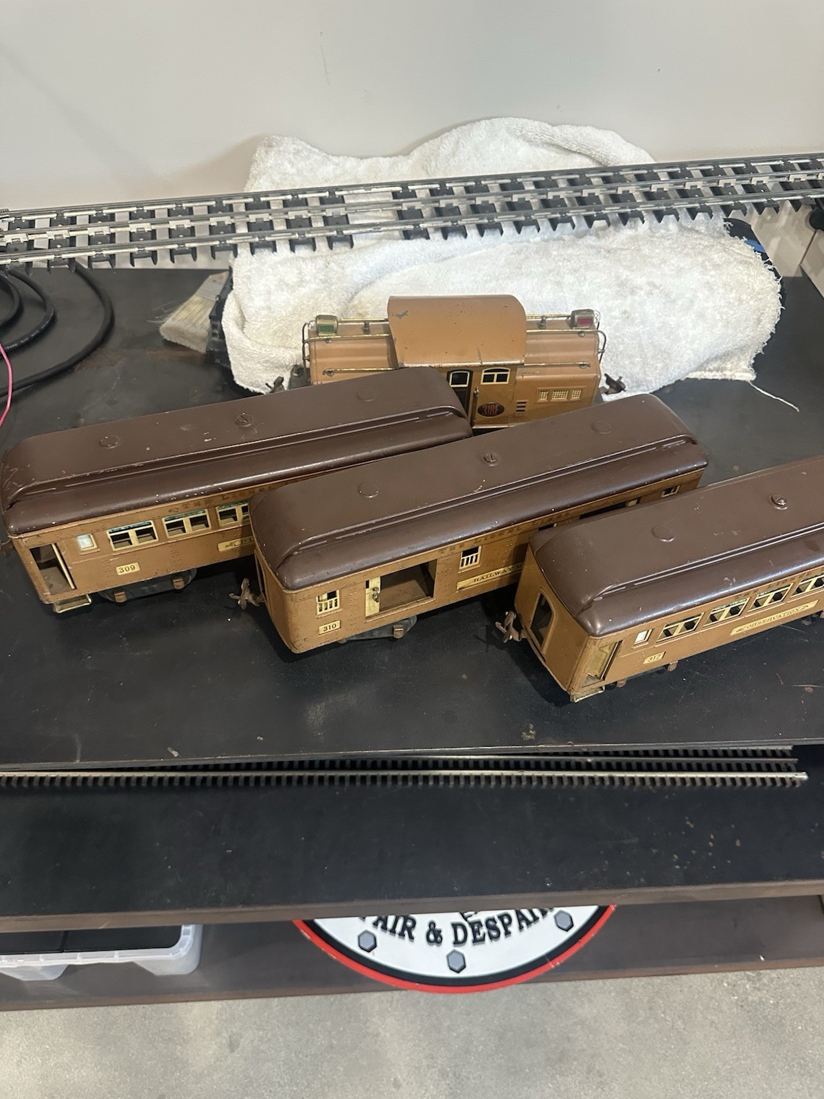 Lionel 318 Standard Gauge 4pc Set 0-4-0 State Brown 1924-32 Runs Reverses Lights