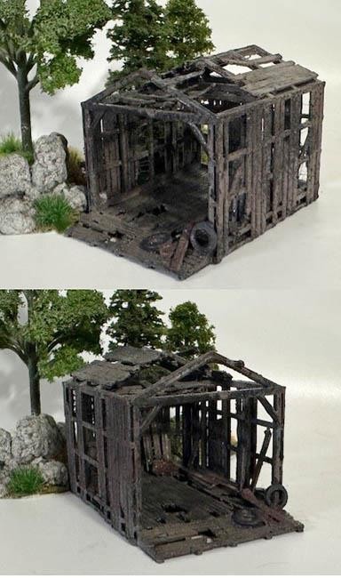 HO Scale Building Collapsing ROTTING away old structure comes all WEATHERED