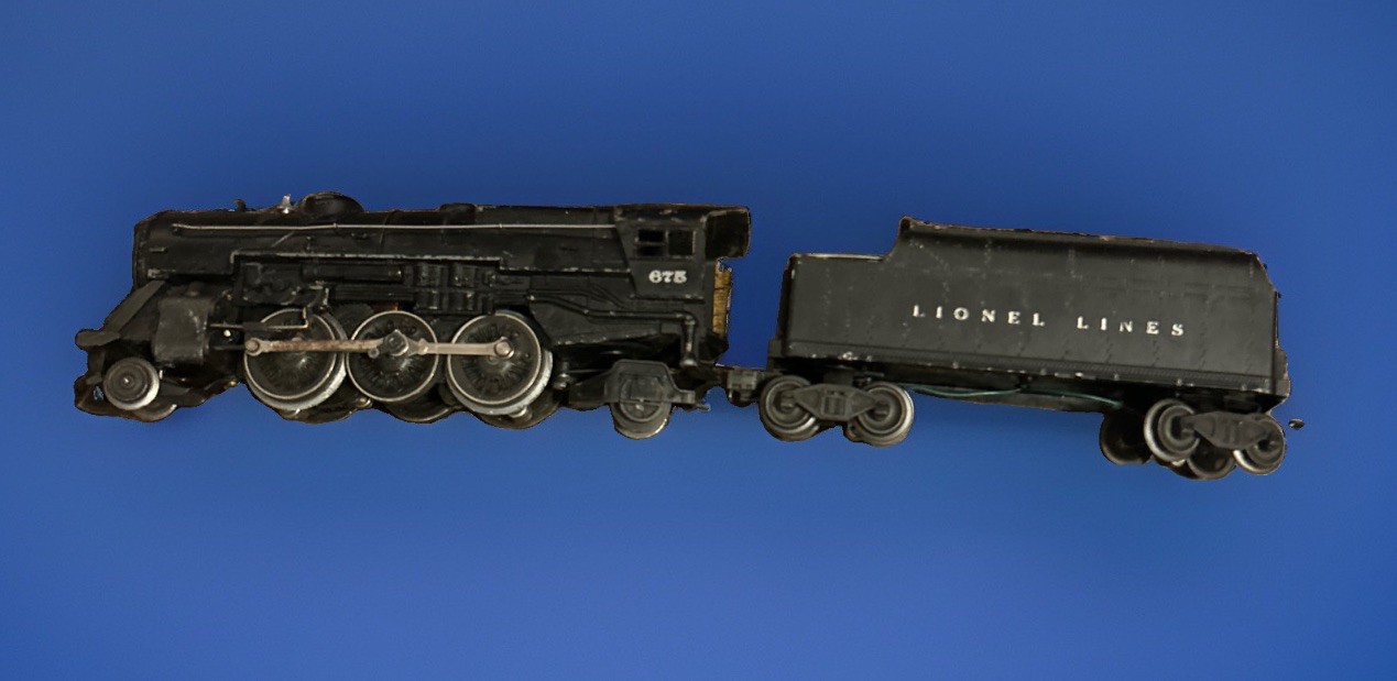 VINTAGE LIONEL O GAUGE #675 2-6-2 STEAM LOCOMOTIVE W/2046W WHISTLE TENDER