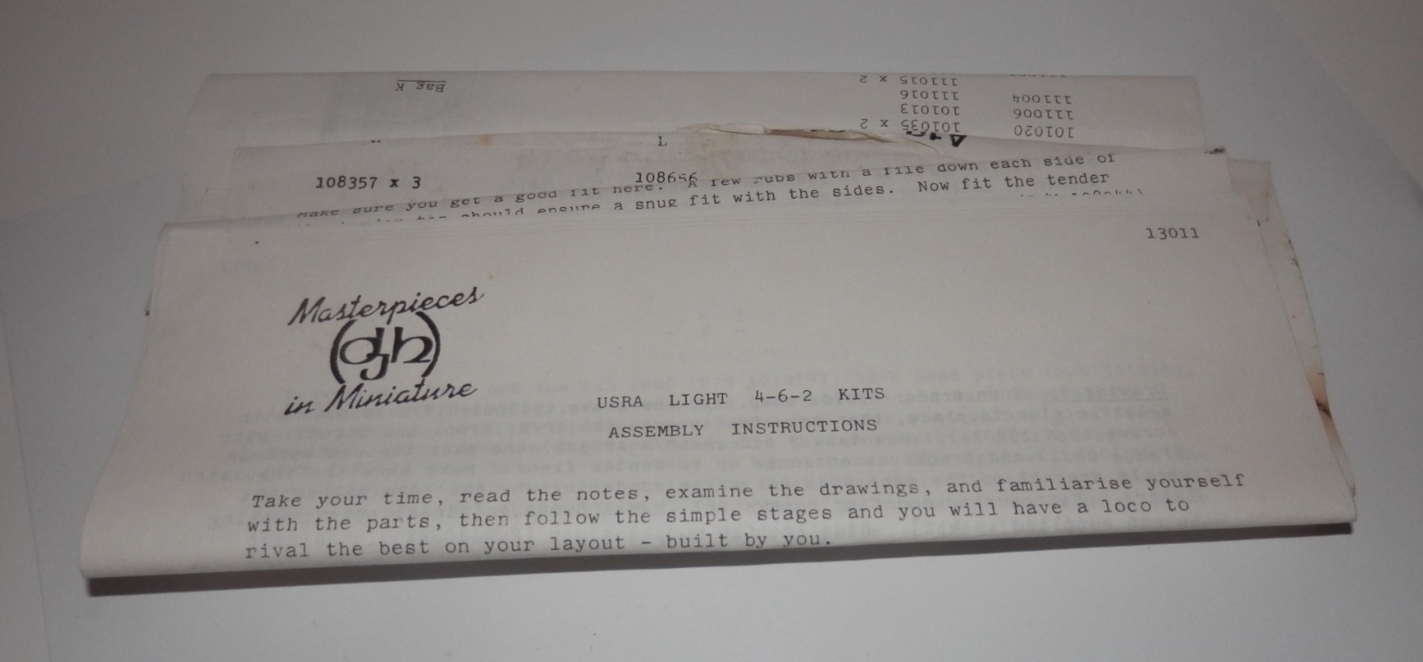 Vintage DJH HO Scale USRA Light 4-6-2 Kit Brass/Metal Kit #13011