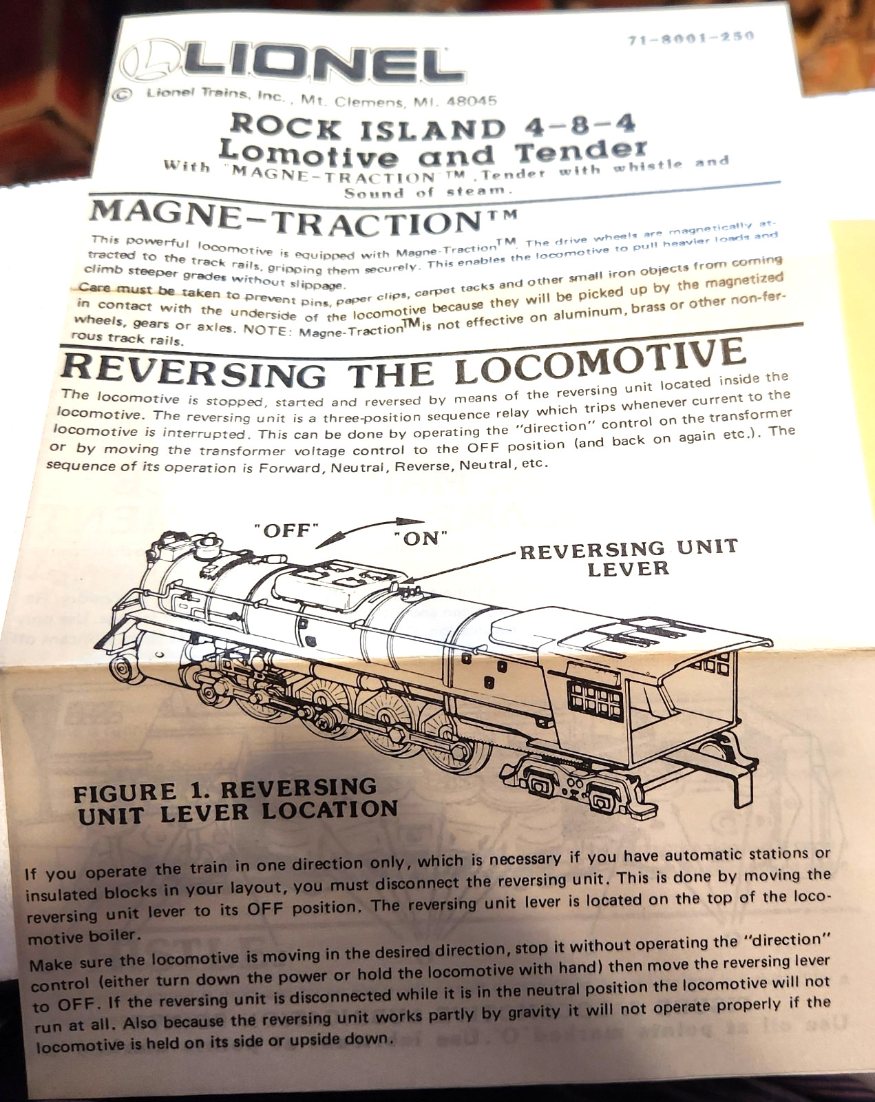Lionel 6-18001 ROCK ISLAND LOCO IN LN CONDITION IN ORIGINAL BOX WITH PAPERWORK.
