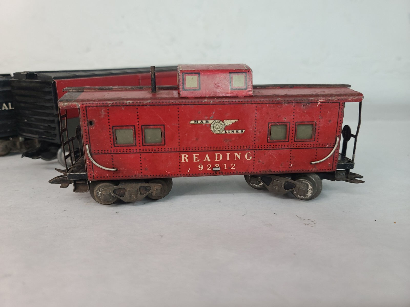 Working #666 Marx O Cast Metal 2-4-2 Steam Locomotive Tender Boxcar & Caboose