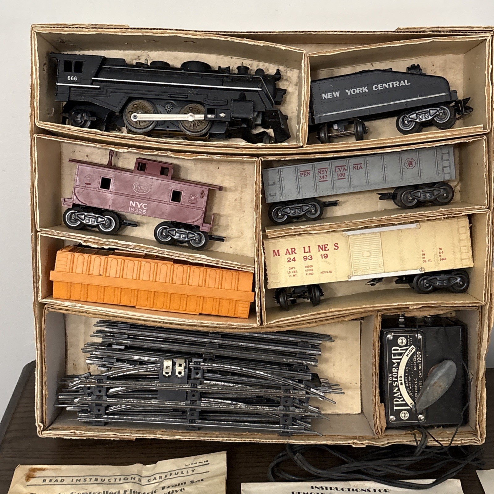 Vintage Marx 666 Steam Train Set Postwar w/box Manuals As Is Untested