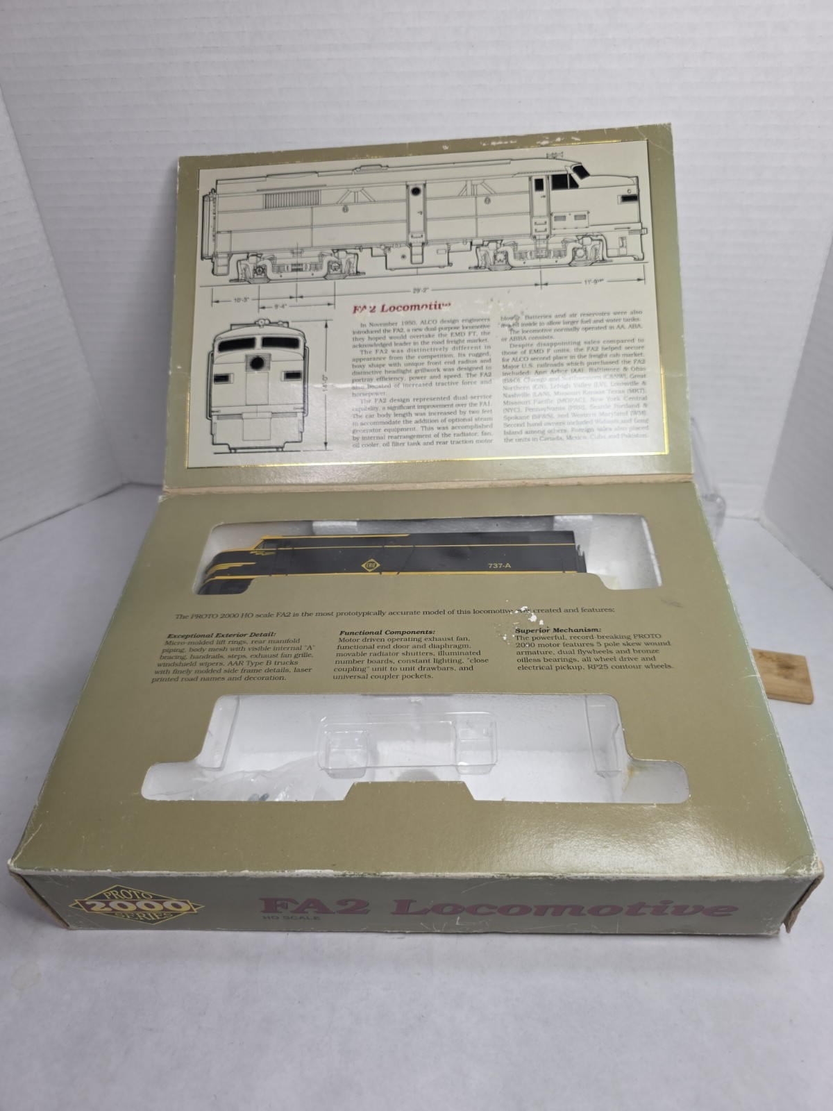 Proto 2000 HO Scale 8347 Erie 737-A FA2 Diesel Locomotive Runs Read Description