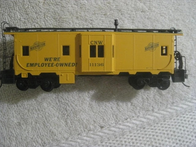 Custom Athearn Chicago &Northwestern bay window caboose.