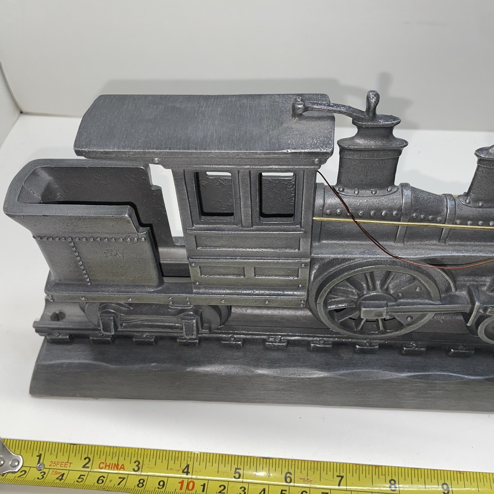 Vtg. Cast Metal Train Locomotive Railroad Mailbox Topper