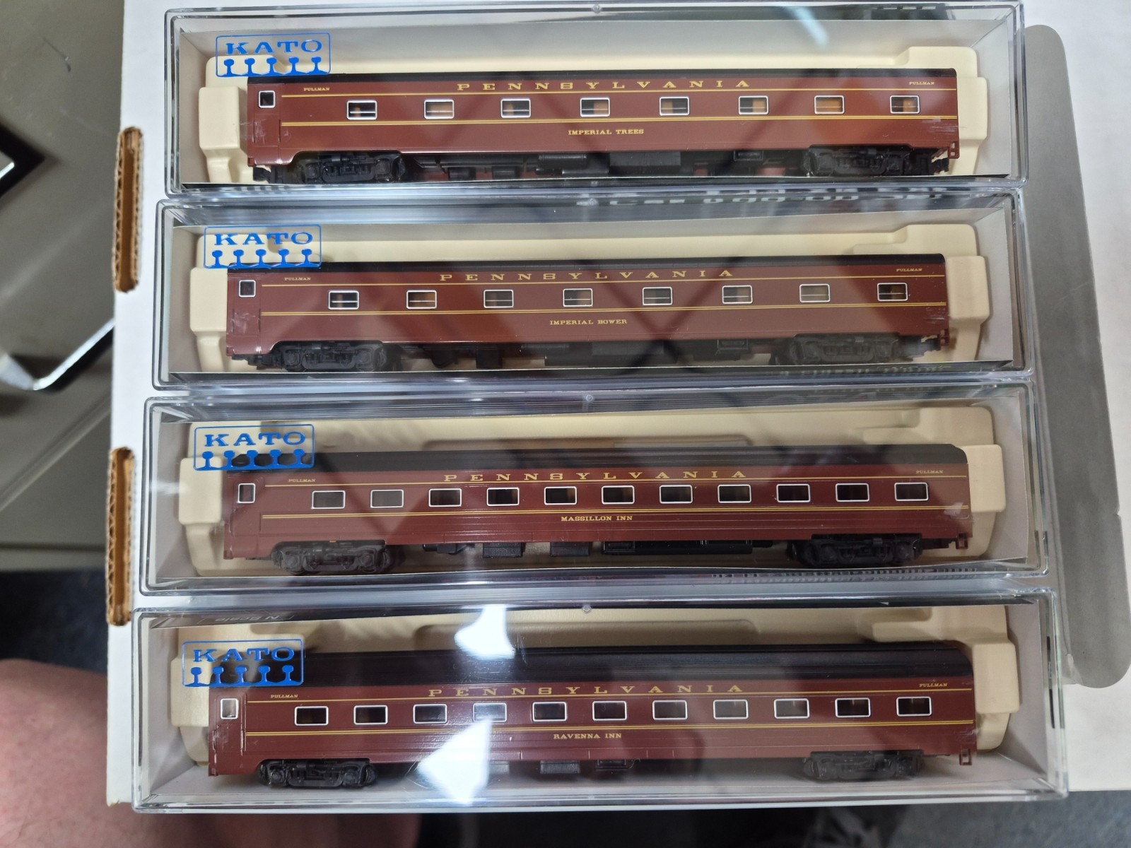 KATO 106-7111 N SCALE PENNSYLVANIA BROADWAY LIMITED 4 CAR ADD ON SET NEW
