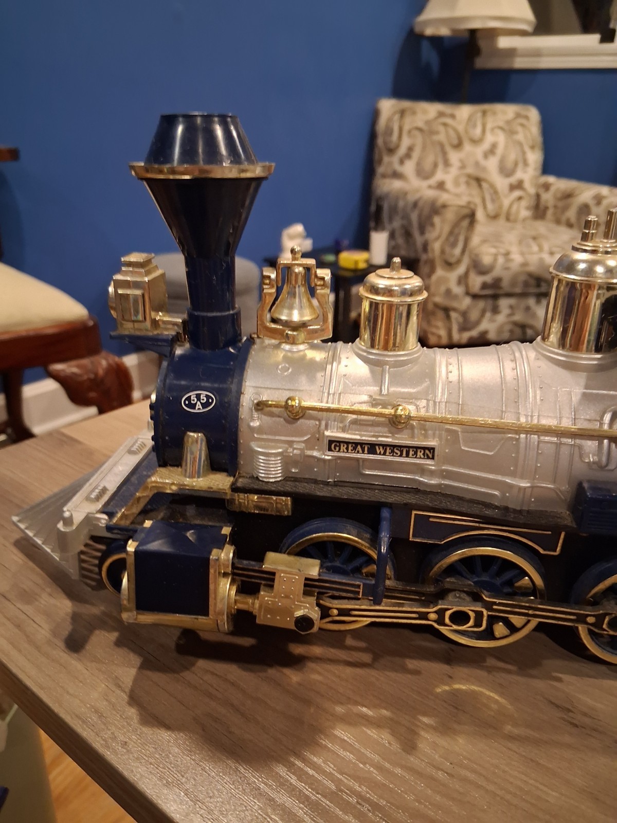 Vintage 1981 New Bright Royal Blue Locomotive Smoking, Battery-Operated with…