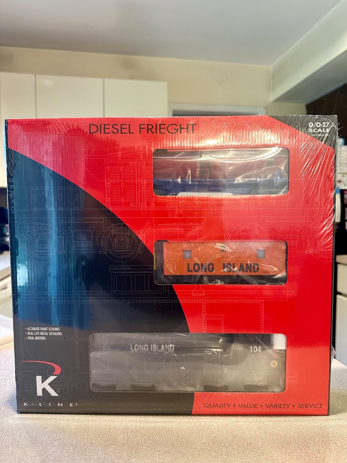 K-Line K-2239-0104A LIRR 3-Pack DIESEL FREIGHT O/O27,Long Island RR (Lionel)