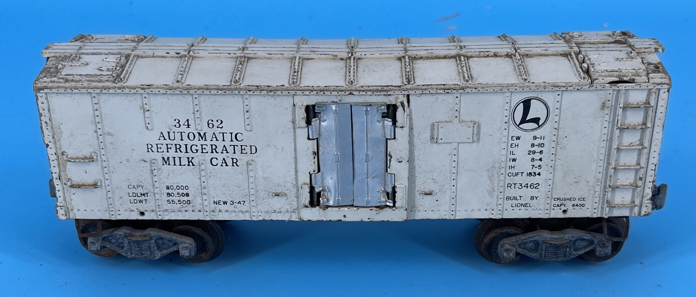 LIONEL O Gauge Automatic Reefer Milk Car 3462 Complete SEE