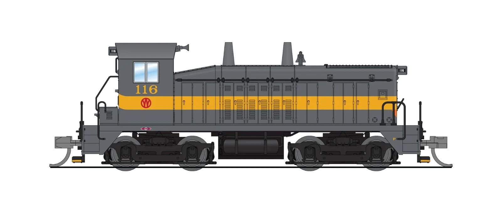 Broadway N-Scale 9308 EMD NW2 Switcher, NYO&W 116, Gray w/ Yellow, Paragon4 Soun