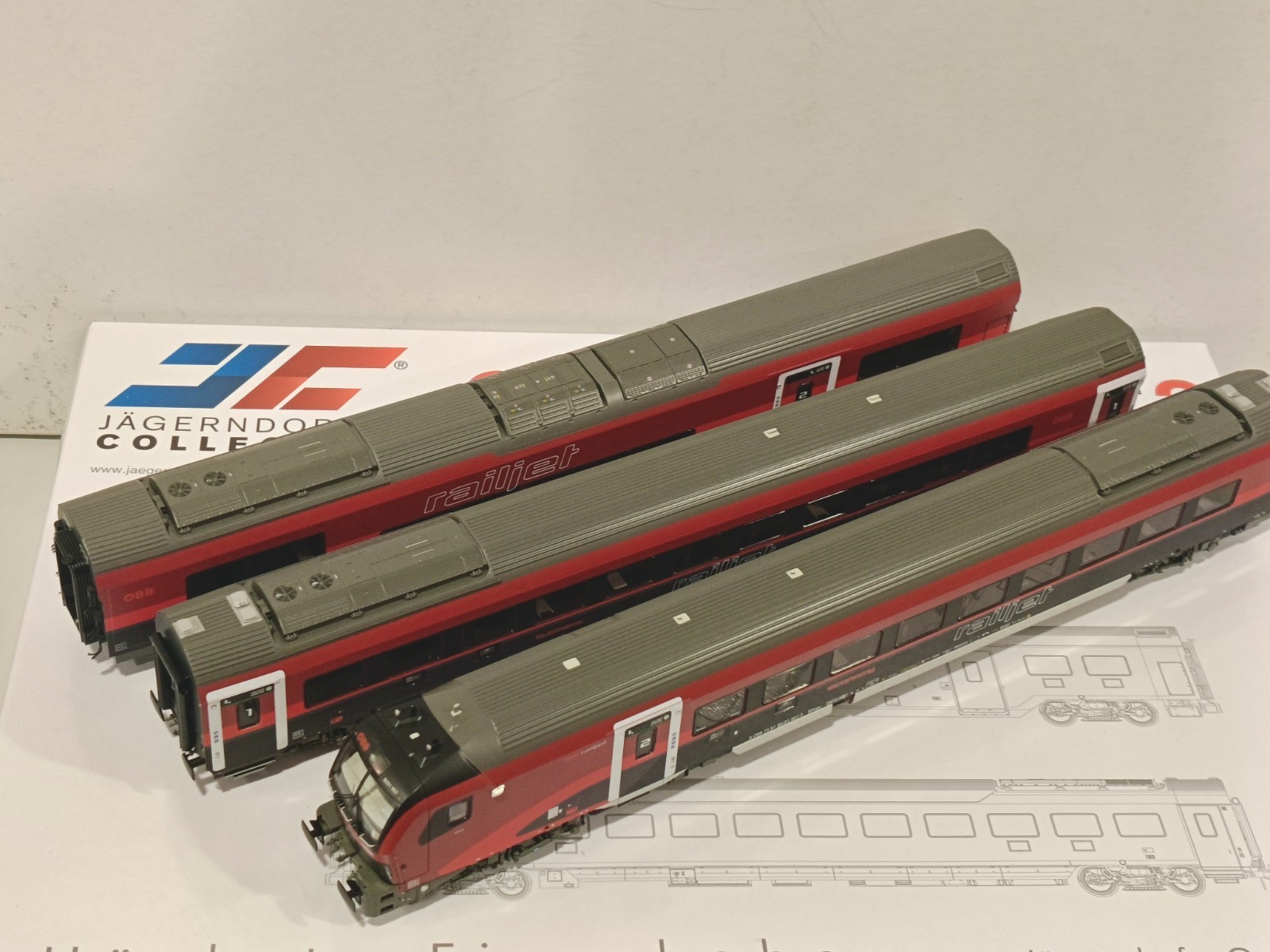 Jaegerndorfer Art. 72302 Obb Set Coaches Railjet Dani W Cab Control Cars Sound