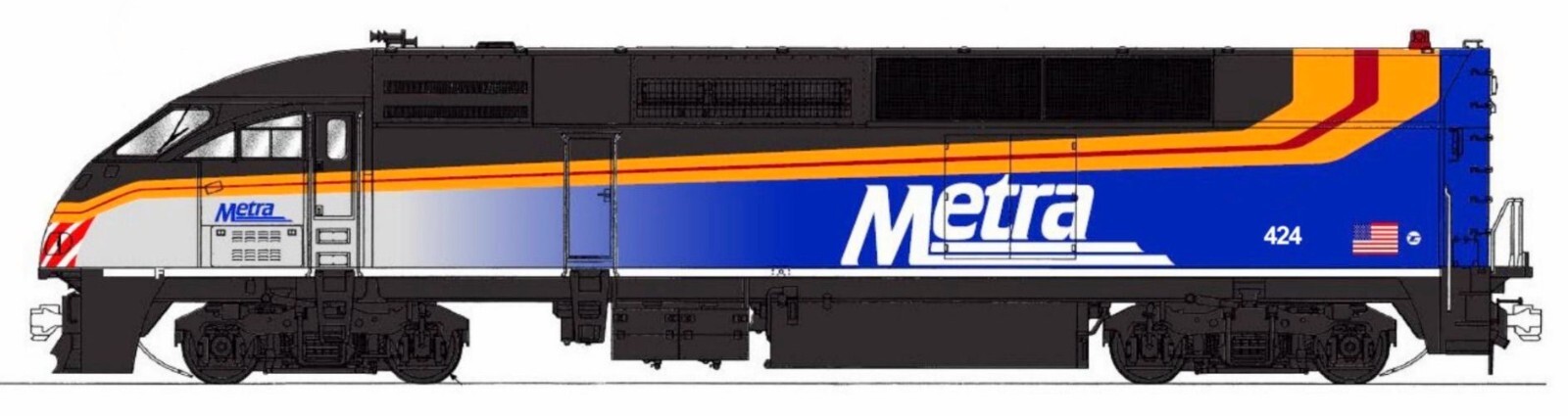 KATO N Scale MP36PH LOCOMOTIVE Chicago Metra #424 DC/ DCC READY #176-6124~NEW