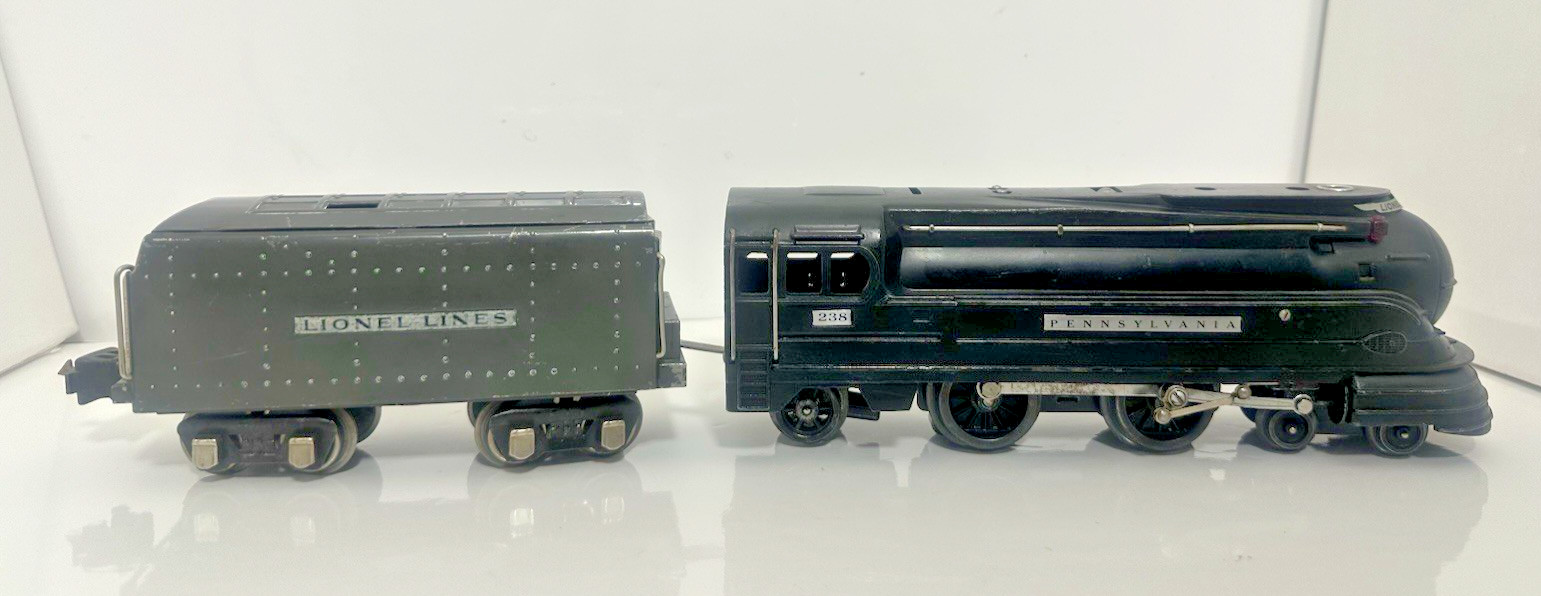 Lionel Prewar O Tinplate Black PRR 238 Torpedo Steam Locomotive 265W Tender SS