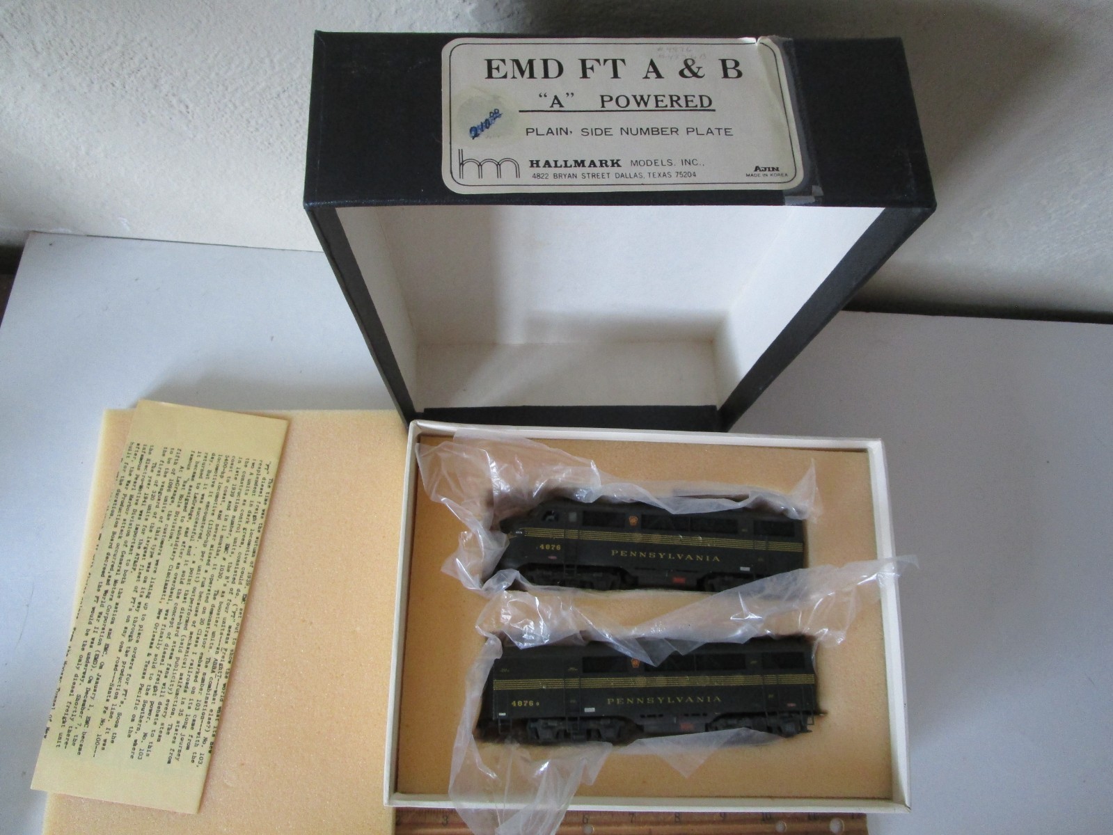 Hallmark Models BRASS HO 1/87 Scale EMD FT A & B “A” Powered PRR Diesel Train
