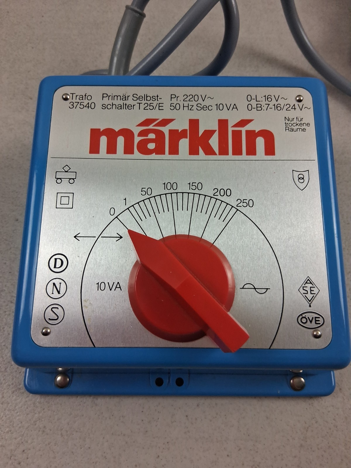 Vintage Marklin 37540 220V 10VA Train Transformer H0 Made in West Germany