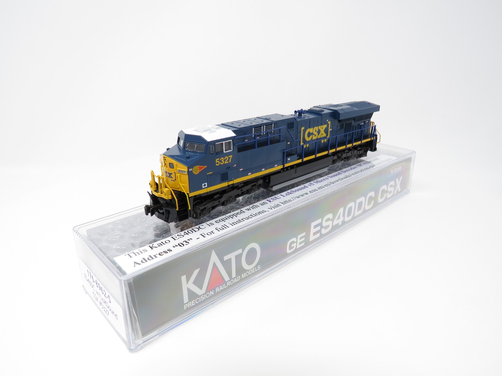 Kato N 176-8962-S Sound DCC CSX #5327 GE ES40DC Diesel Locomotive ESU LokSound