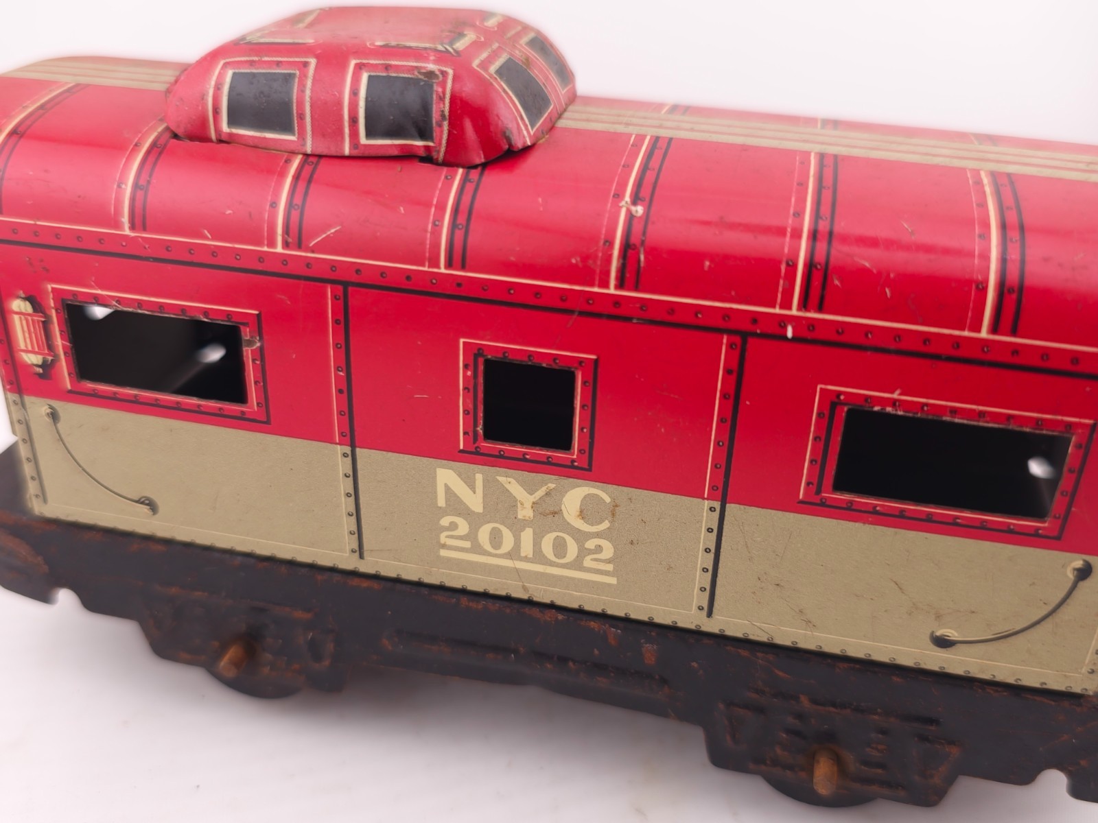 READ Vintage Marx O Scale New York Central Caboose Train Car 20102 Litho Tin Toy