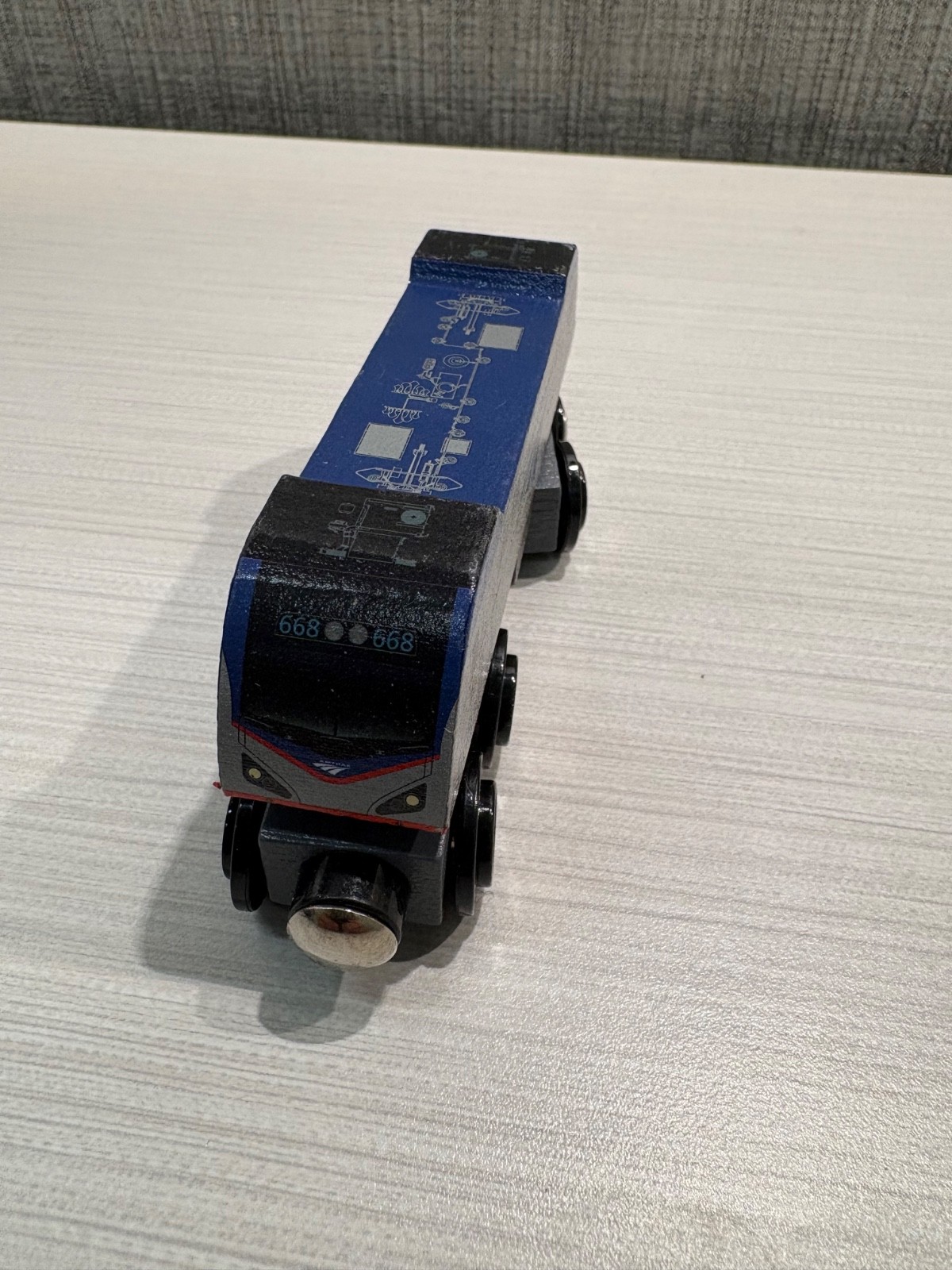 NIB wooden Amtrak ACS-64 intercity NEC locomotive Brio Thomas IKEA compatible