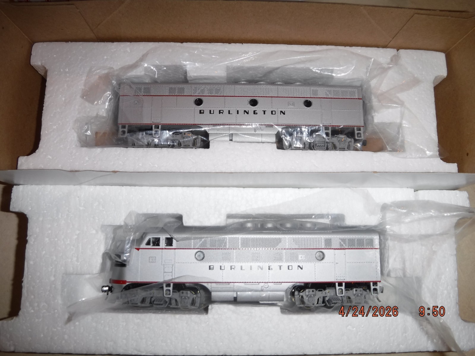 STEWART HOBBIES HO BURLINGTON CBQ F3 PHASE II EARLY A/B SET STOCK #5214 NOS NEW!