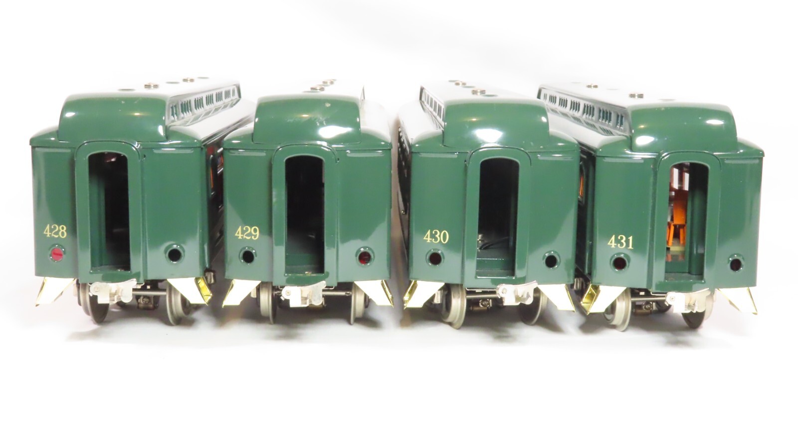 MTH 10-5011A Standard Gauge 418 Set Dark Green w/Brass Trim Passenger LN