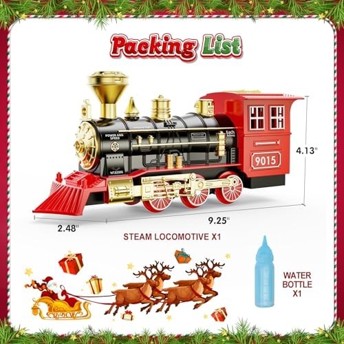Steam Locomotive Train Toy with Smoke, Lights & Sounds for Kids 3-7+ Years