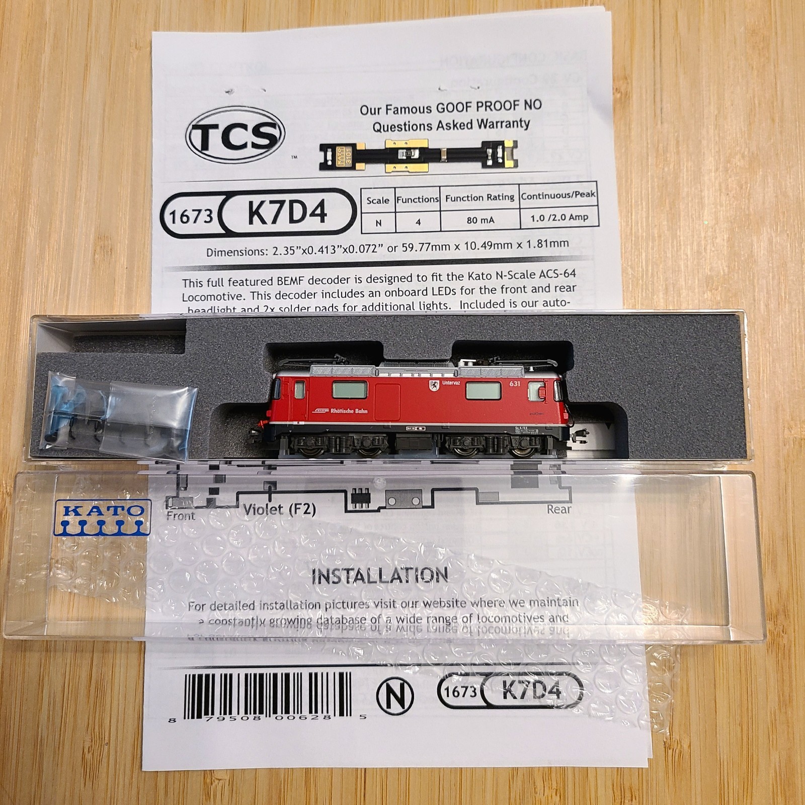 KATO 3102 N gauge RhB Ge4/4-II locomotive #631 “Untervaz” w/ TCS DCC!