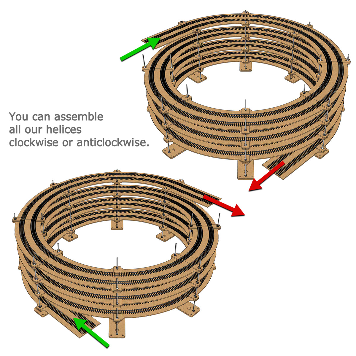 NEW! N Scale 16″ Radius Helix For 14.5″ – 16″ – 17.5″ Tracks for Model Train