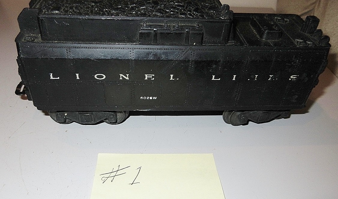 LIONEL $6026 LIONEL LINES TENDER W/#S HEAT STAMPED ON SIDE 602W #1